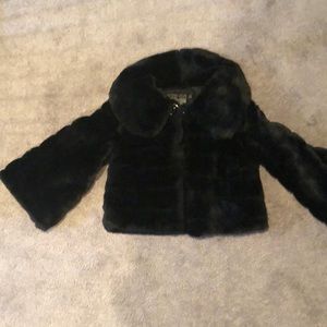 Black faux fur coat